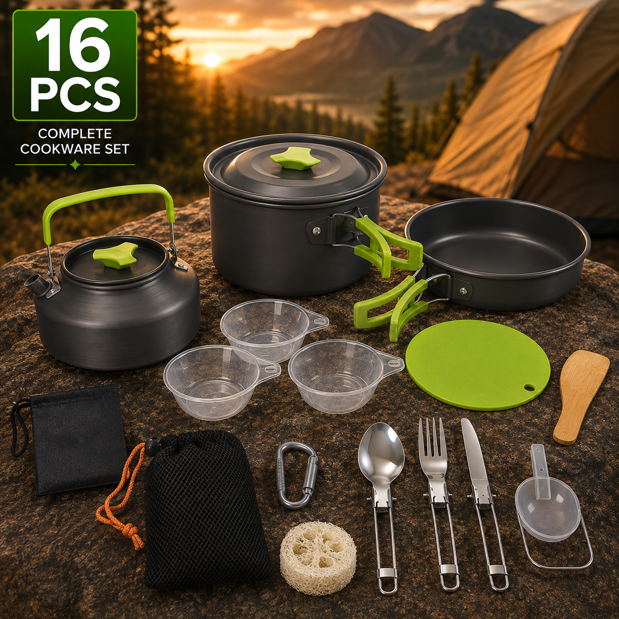 HOOKLEW PRIME 16-Piece Camp Cookware Set